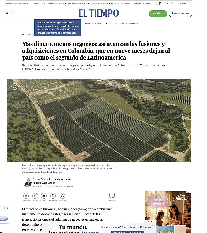 Ms dinero, menos negocios: as avanzan las fusiones y adquisiciones en Colombia, que en nueve meses dejan al pas como el segundo de Latinoamrica